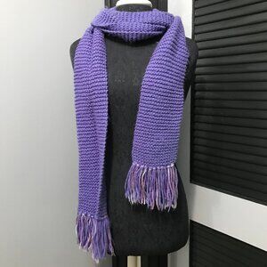 Homemade Knitted Purple Scarf